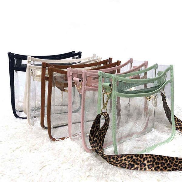 

evening bags 25 9 23cm transparent pvc crossbody bag clear stadium approved purse with leopard strap with zipper travel bag do212g