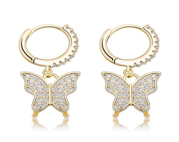 

charming women earrings gold silver color cz butterfly earrings hoops for wedding party nice gift for friend1491424, Golden;silver
