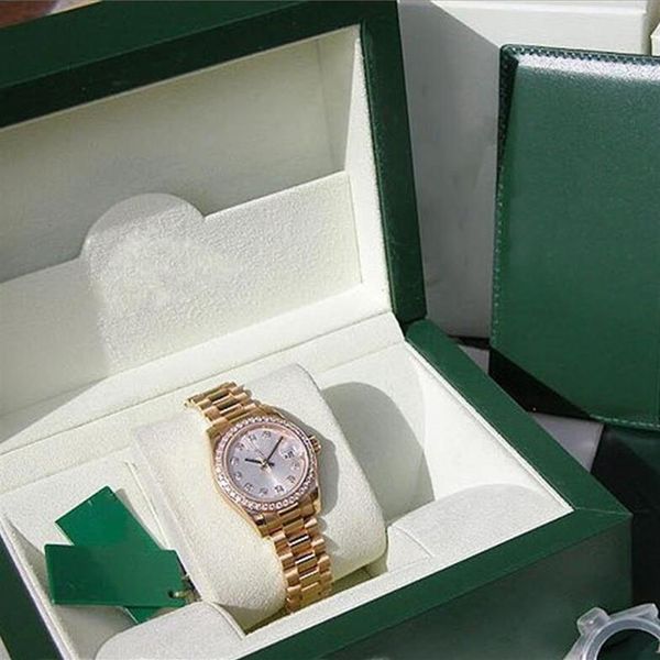 

factory s watches automatic movement 31mm ladies 18k yellow gold silver diamond 179138 with original box diving watch240i, Slivery;brown