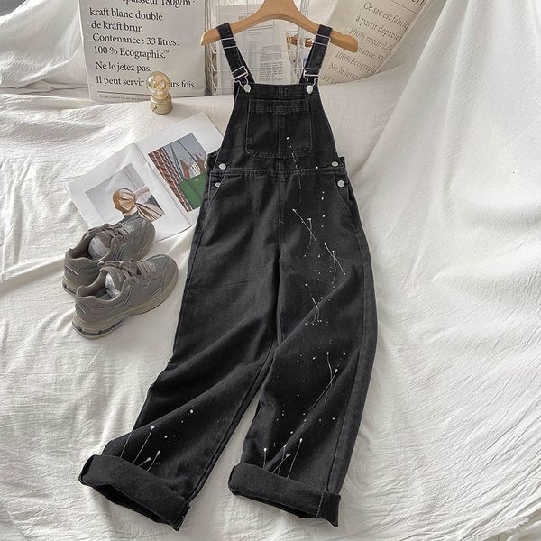 

women's jeans fashion denim overalls straps jean spring autumn straight loose female jumpsuit oversize pants streetwear 230422, Blue