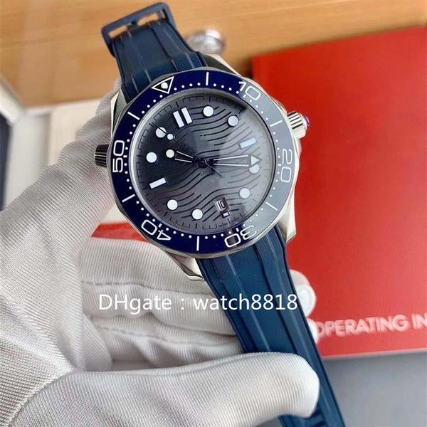 

mens watch 42mm blue waterproof bliger grey dial luminous rubber watches ceramic bezel sapphire glass 2813 date automatic wristwat2510, Slivery;brown
