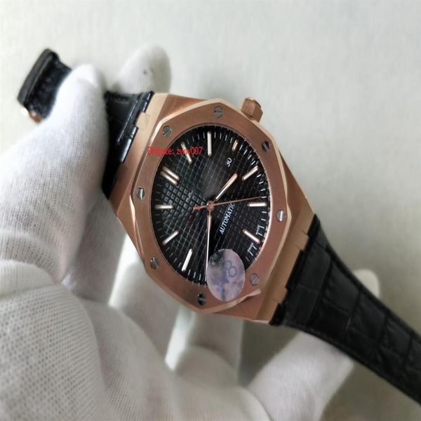 

factory supplier elling wristwatches 42mm rose gold automatic movement black dial stainless steel mens watch watc236s, Slivery;brown