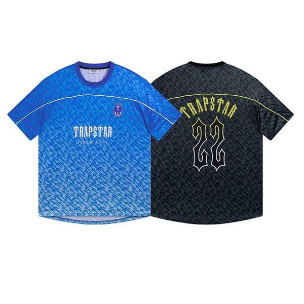 

36% off trendy trapstar gradient letter sports net short t-shirt for men and women street half sleeve, White;black