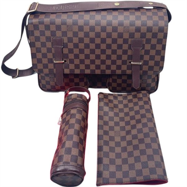 

diaper bag waterproof mommy diaper bag baby baby zipper brown plaid print sales backpack messenger diaper pile tote bag fashion three-piece
