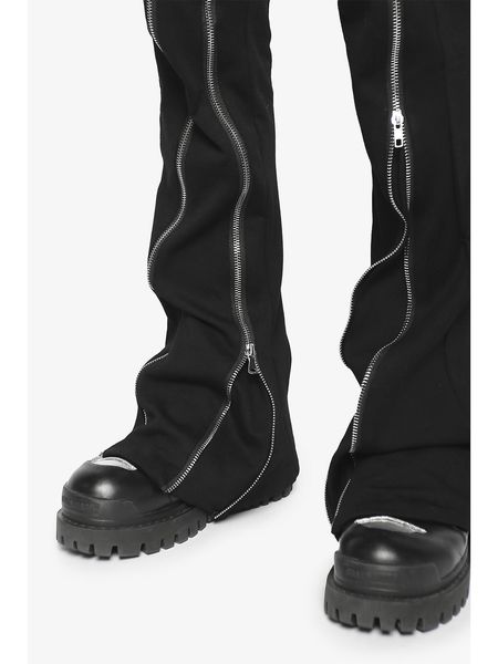 

pants european streetwear luxury 3 big zippers cargo pants straight teachwear sophicated casual pants vibe y2k trousers ropa hombre, Black
