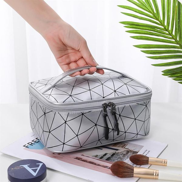 

new ringer geometric laser makeup bag handheld large capacity wash gargle bag ultra ins wind makeup brush wash gargle bag265d