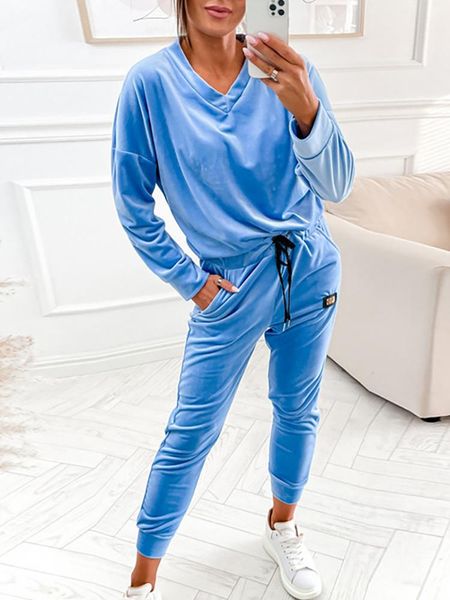 

pants 2022 herfst winter nieuwe fluwelen twee stukken set vrouwen streetwear casual solid broek outfits elegante femme sportkleding bijp, White