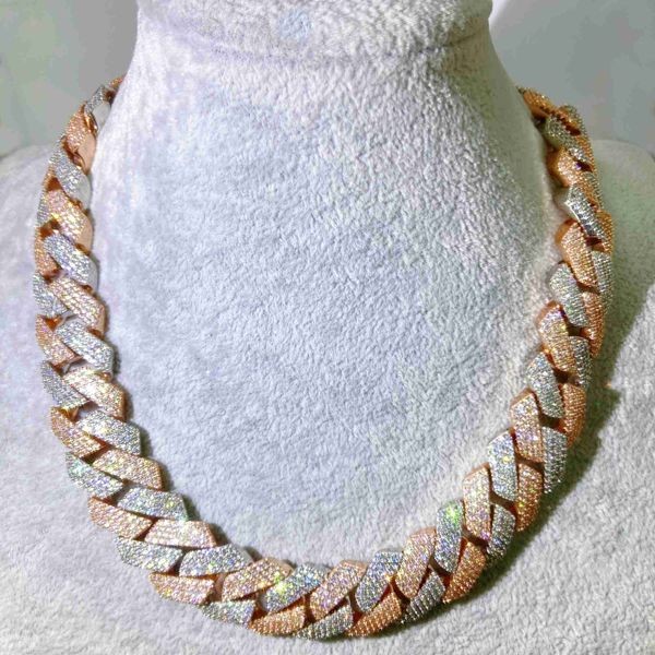 

20mm width good quality bling zircon diamond necklace hip hop jewelry man aesthetic 925 sterling silver necklace chain