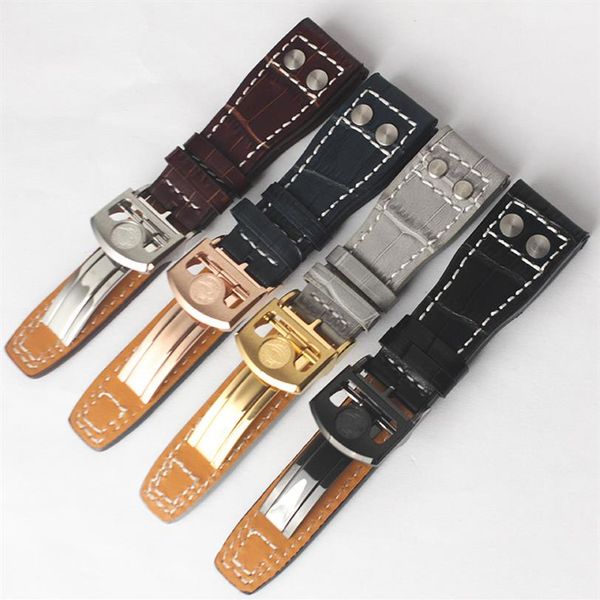 

new watchband 22mm real cow genuine leather watch band strap belt for iwc big pilot watch band 211j, Black;brown