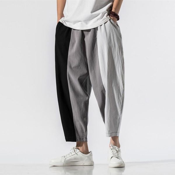 

pants men pants men's wide crotch harem pants loose large cropped trousers widelegged bloomers baggy 2022 ankle length men sweatpant, Black
