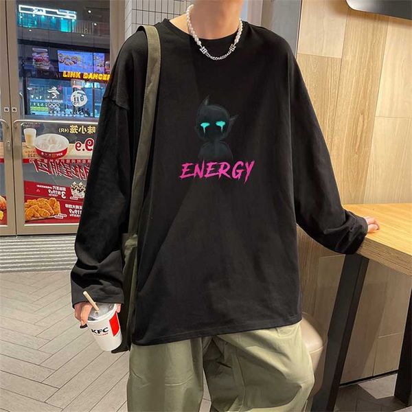 

30% off street long sleeve t-shirt men's loose ins spring and autumn korean version trendy design bottom shirt, White;black