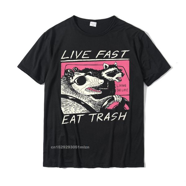 

men s t shirts live fast eat trash t shirt design t camisas hombre for men cotton harajuku personalized rife 230422, White;black