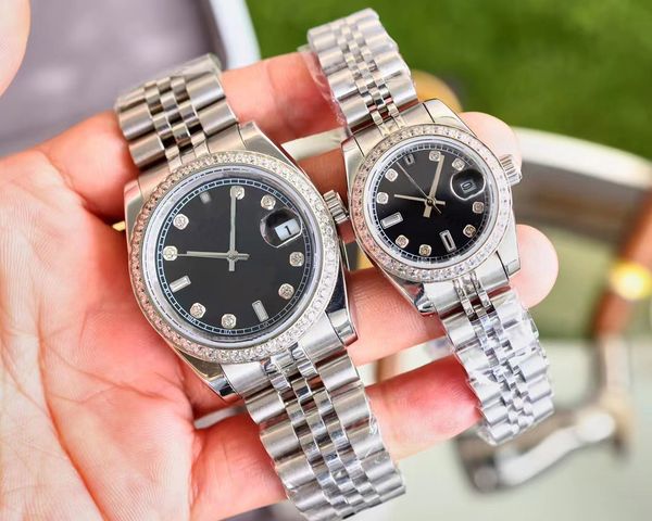 

men automatic mechanical movement watches 41mm full stainless steel luminous waterproof 36mm women watch couples style classic wristwatches, Slivery;golden