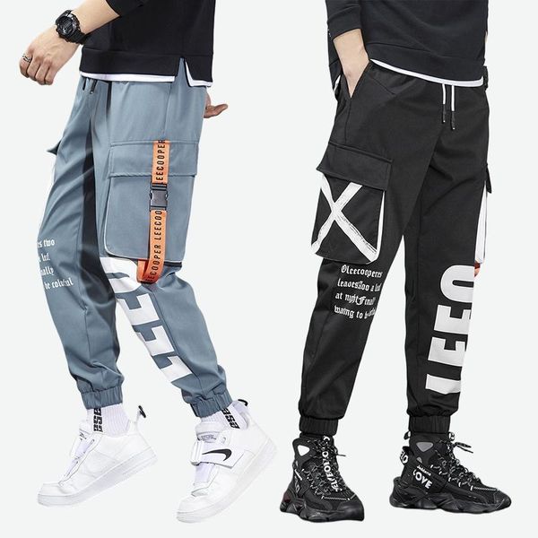 

pants zoenova men cargo pants black ribbons multipocket harem joggers harajuku sweatpant hip hop casual harem letter male trousers