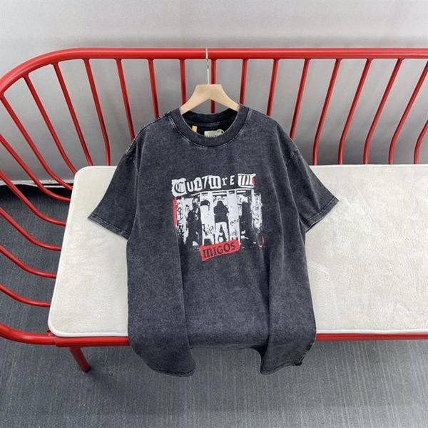 

22ss summer usa casual cotton tee ship print washed vintage t shirts short sleeve mens tshirt women clothes228v, Black;brown