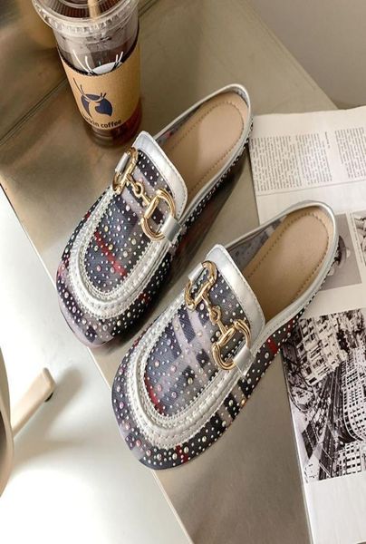 

women039s fashion personality slippers breathable comfortable summer versatile flat rhinestones sandals special of5900036, Black