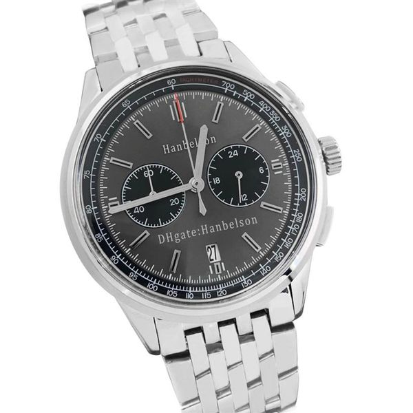 

2021 men watch gray surface vk chronograph multifunctional quartz battery black technology stainless steel business trend menes hi267z, Slivery;brown