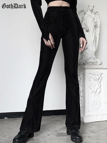 

women's pants capris goth dark vintage streetwear women pants flare harajuku egirl aesthetic emo grunge female trousers y2k spring goth, Black;white