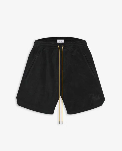 

designer clothing rhude 23ss embroidered velvet drawstring high-end shorts american high street niche men's women's capris couples, White;black