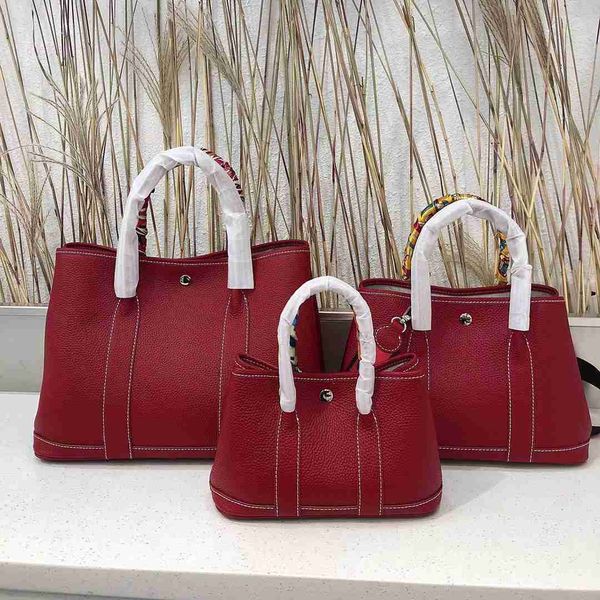 

designer herbag garden party evening 2023 new layer cowhide litchi grain 25cm 30cm 36cm garden leather hand versatile messenger bag 67mk