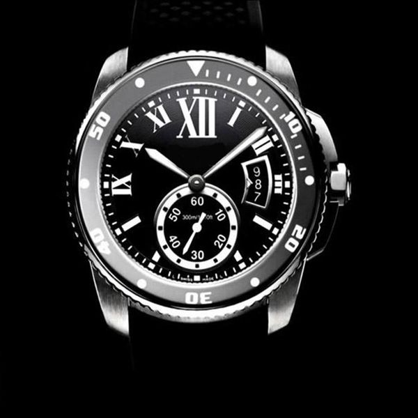 

luxury mens watches diver w7100056 auto 42mm black dial sapphire date men's rubber band automatic machinery sport2606, Slivery;brown