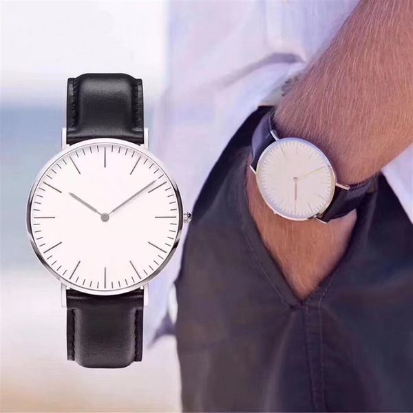 

new fashion classic design watches mens 40mm womens 36mm genuine leather quartz wristwatch with original box gift mont309t, Slivery;brown