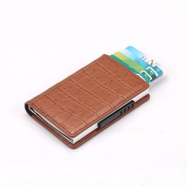 

designer-business aluminum alloy automatic pop-up aluminum bag bag side push pop-up credit card box211n, Brown;gray