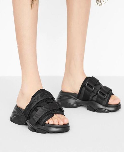 

white black camouflage technical fabric mule sandals sporty silhouette luxury women designer shoes size 35 to 39 tradingbear3778986