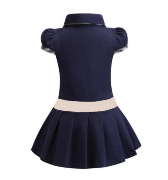 

baby girls dress lapel college wind short sleeve pleated polo shirt skirt children casual designer clothing kids clothes5733525, Red;yellow