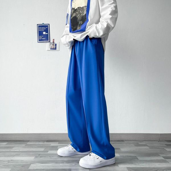 

blazers gray/blue/black suit pants men fashion society mens dress pants korean loose straight wide leg pants mens formal trousers m3xl, White;black