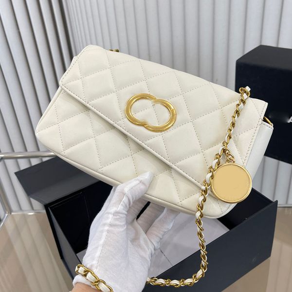 

women designer tilt flap quilted bag with coin charm gold metal hardware real leather crossbody shoulder handbag matelasse chain coins purse