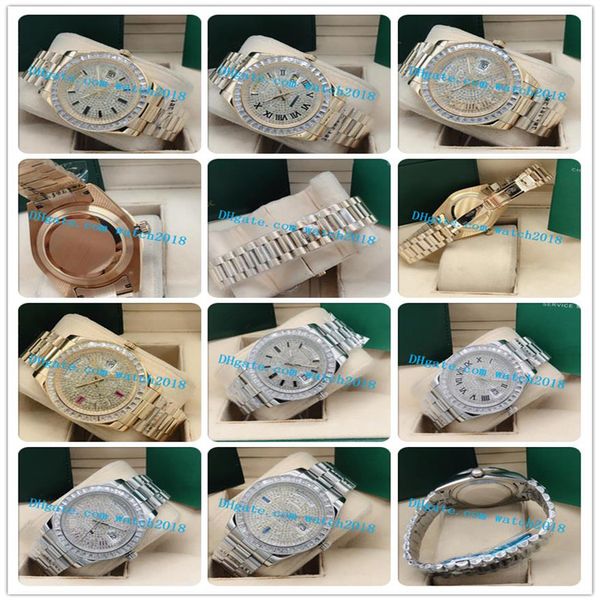 

selling 8 style mens 41mm pave full diamond dial 228239 218399 asia 2813 movement mechanical automatic mens watches284l, Slivery;brown