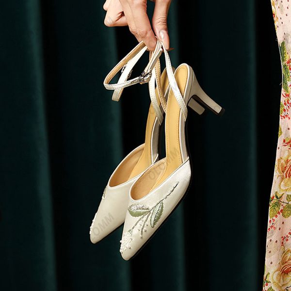 

olomm new fashion women summer sandals thin high heels pointed toe nice beige party shoes ladies us plus size 4-8.5, Black