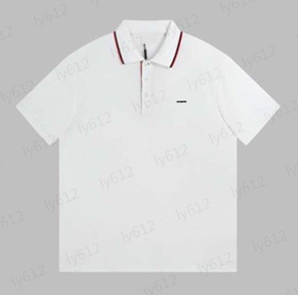 

white spring summer designer mens fashion leisure luxury loose simple classic brand logo printed stripe beaded polo shirt men clothes tees, White;black