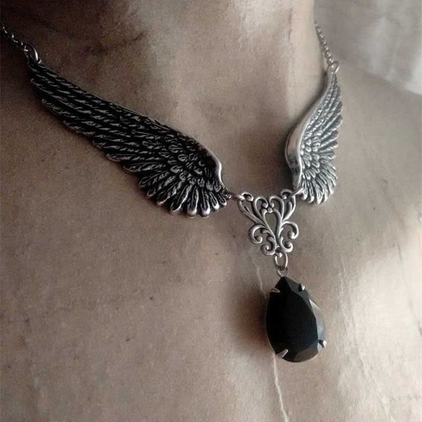 

pendant necklaces gothic silver plated angel wings necklace pendant halloween wedding party holiday gift for men and women daily jewelry w04