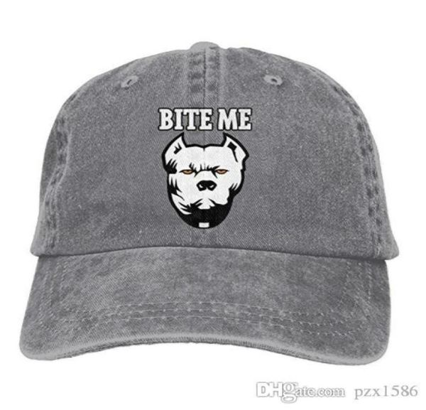 

pzx baseball cap for men and women bite me pitbull mens cotton adjustable jeans cap hat optional3317833, Blue;gray