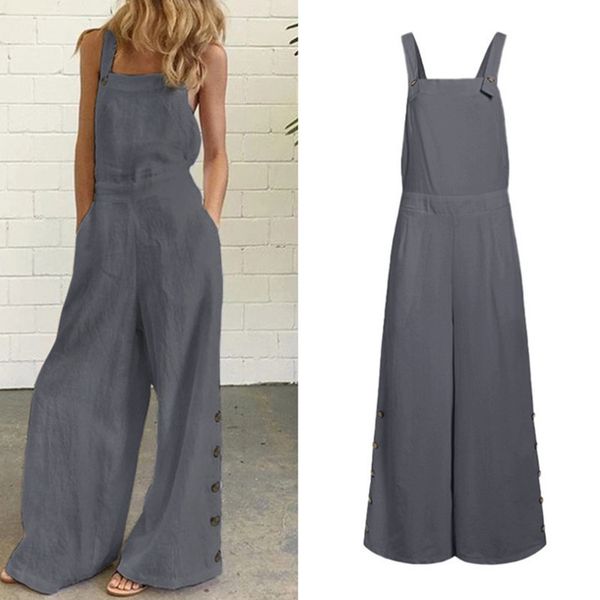 

women's jumpsuits rompers summer women jumpsuit ladies rompers sleeveless wide leg solid casual loose overalls pantalon femme playsuit, Black;white