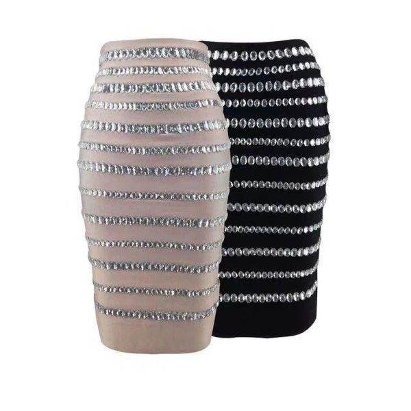 

dresses women summer bodycon bandage skirt beading elegant knee length celebrity prom bodycon party skirts, White;black