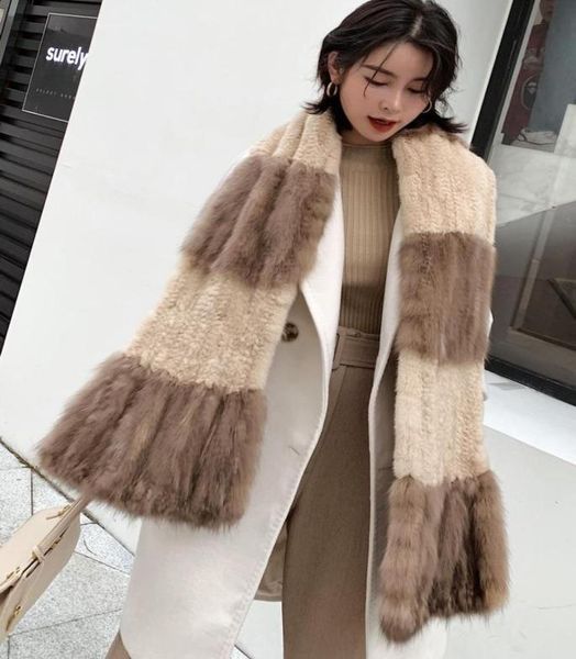 

scarves sable collar mink series scarf female fur winter style warm and fashionable size18020cm6604343, Blue;gray
