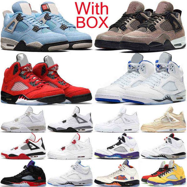 

5s mens basketball shoes jumpman 4s university blue taupe haze 4 white oreo 5 red suede 2021 men women sneakers outdoor sports, White;red