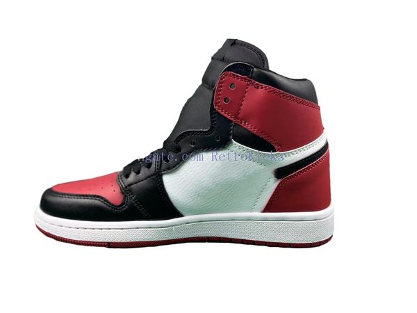 

retro 1s high bred toe shoes red black white basketball sneakers