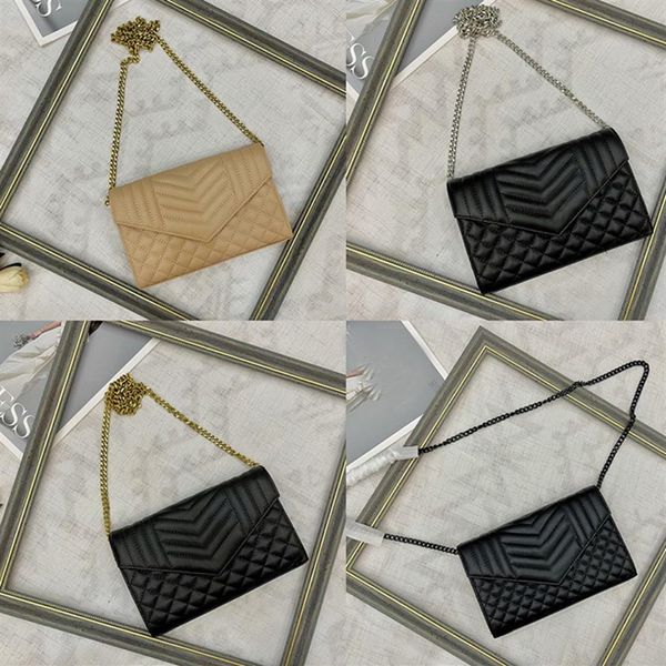 

women evening bag genuine leather handbag original box case purse clutch shoulder messenger cross body caviar lambskin chain bags234n