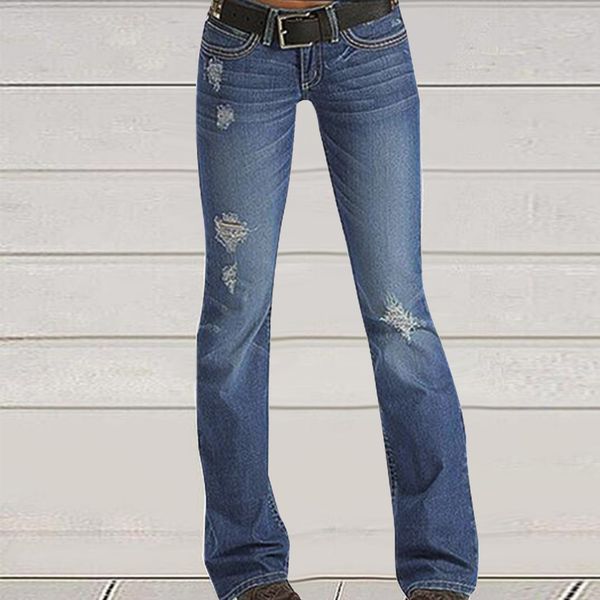 

women's jeans blue straight tube loose summer look pants for ripped s 14 tall 230422