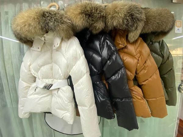 

parkas new women real fox fur collar designer down jacket hood white duck down parka hooded winter coat, Black