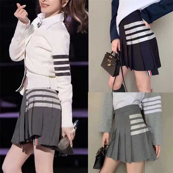 

26% off summer large wang love you same pleated women ride the wind and waves wave sister tb short skirt, Black