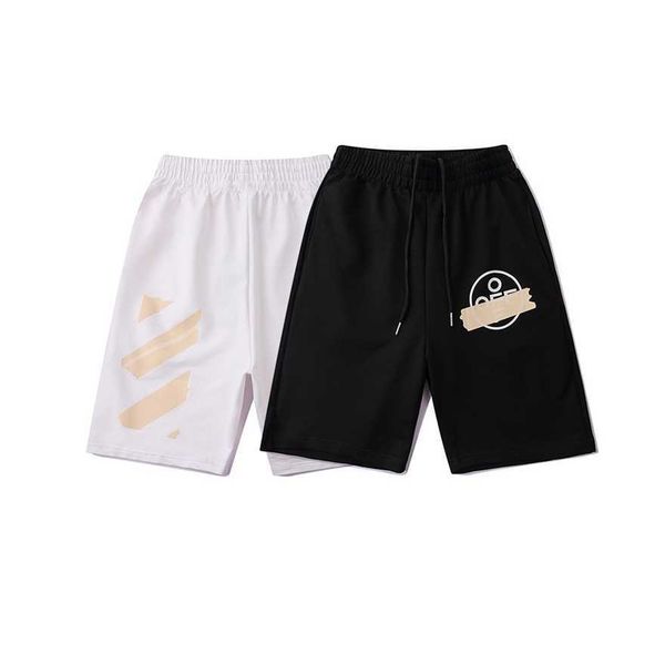 

34% off summer fashion new stamped tape graffiti capris ow men and women's couple sports shorts, White;black