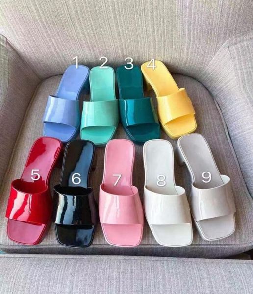 

new designer jelly slippers slide sandal 6cm fashion platform slipper pink green candy colors outdoor beach slides flip flops with2725004, Black