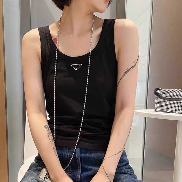 

30% off family simple triangle standard racerback tank summer new elastic tight bottom outer wear t-shirt women, White