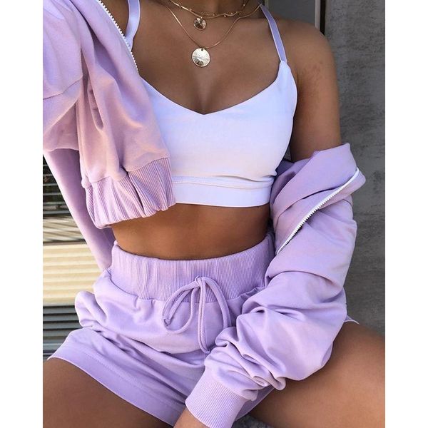 

dress 2022 women's sports suit fashion hoodie + laceup shorts twopiece new solid short ladies casual loose suit homewear, White