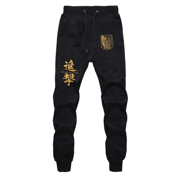 

pants attack on titan jogging pants solid running pants men sport pencil pants men cotton soft bodybuilding joggers male trousers, Black